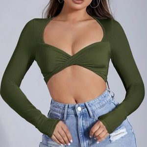 SHEIN twist front crop tee